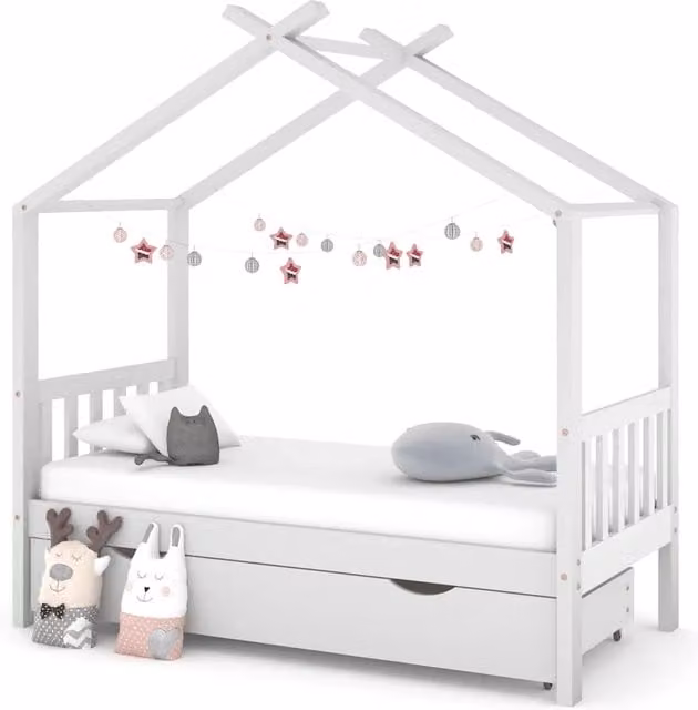 Giroletto per Bambini con Cassetto Bianco Legno Pino 80x160 cm 322149