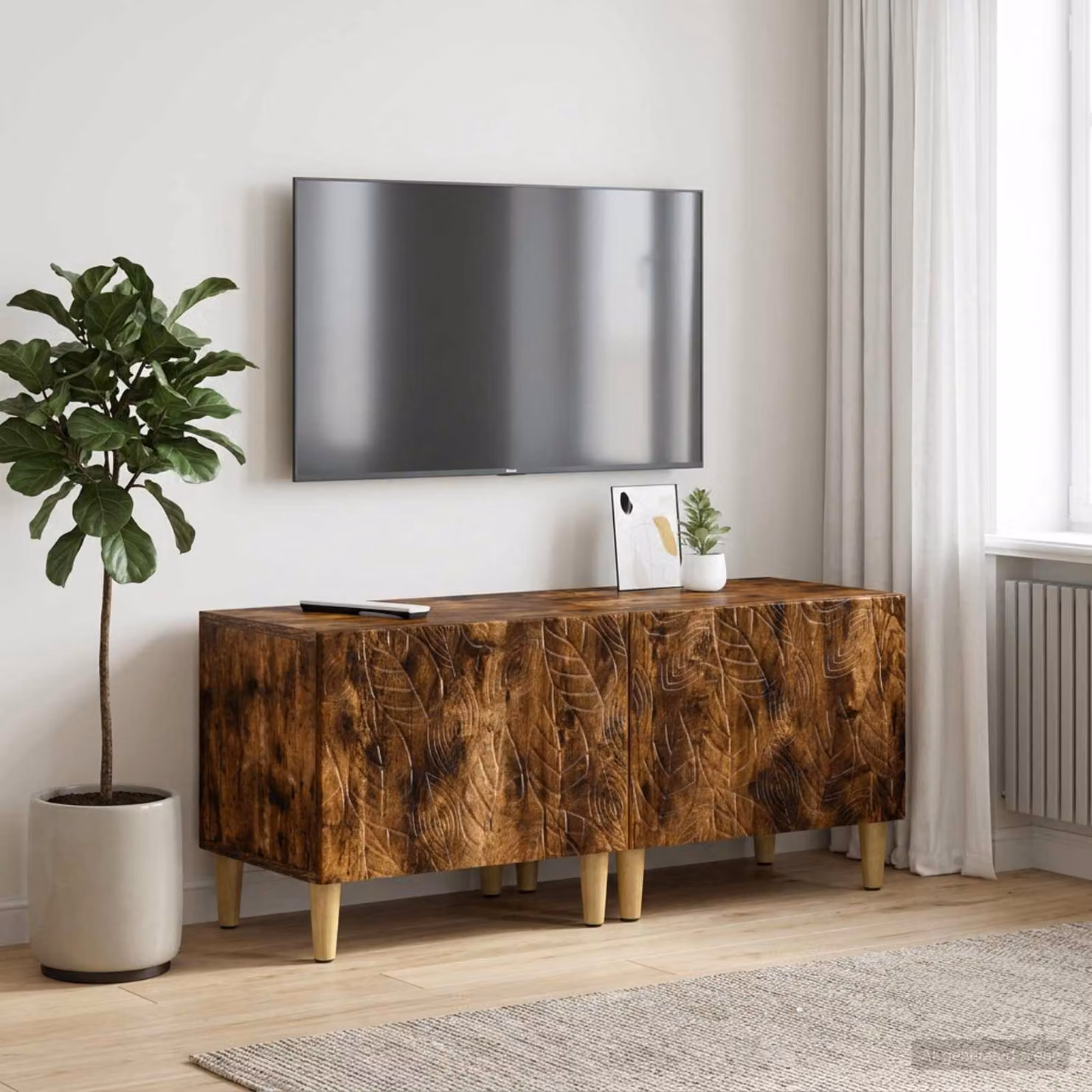 Mobile TV vidaXL in legno ingegnerizzato rovere fumo marrone con scomparti multimediali