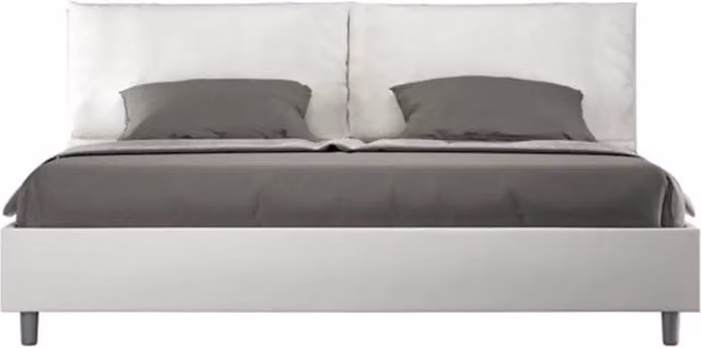 Letto matrimoniale king size con contenitore Antea Large di Ityhome, imbottito in similpelle bianco, L 222 cm x P 110 cm x H 215 cm – 1