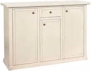 Credenza madia buffet in legno Shabby chic avorio anticato mod modena 3 ante 1 cassetto telaio con pomelli bronzo