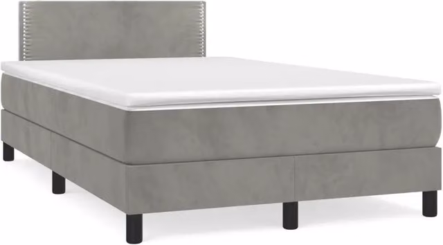 Letto Ibrido con Giroletto a Molle e Materasso vidaXL in Velluto Grigio e Bianco L/P/H: 200 x 120 x 88 cm