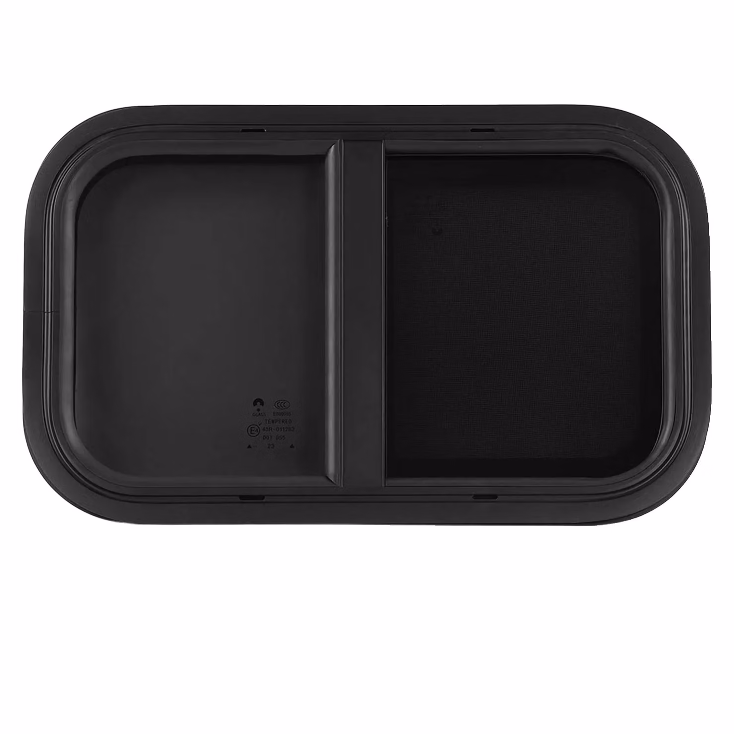 Finestrino scorrevole per camper, design impermeabile, superficie liscia e lucida, colore nero