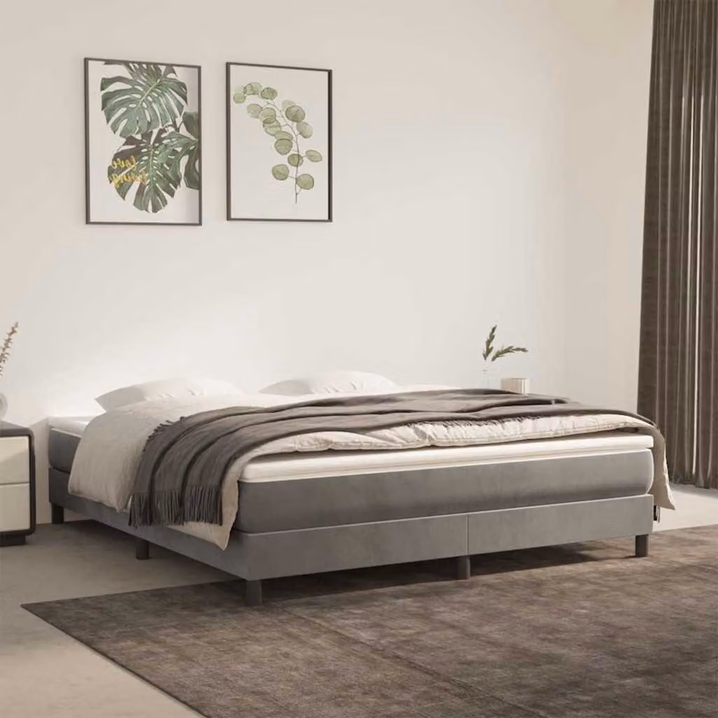 vidaXL Materasso a Molle Insacchettate in Velluto Grigio Chiaro L: 160 cm, P: 210 cm, H: 20 cm