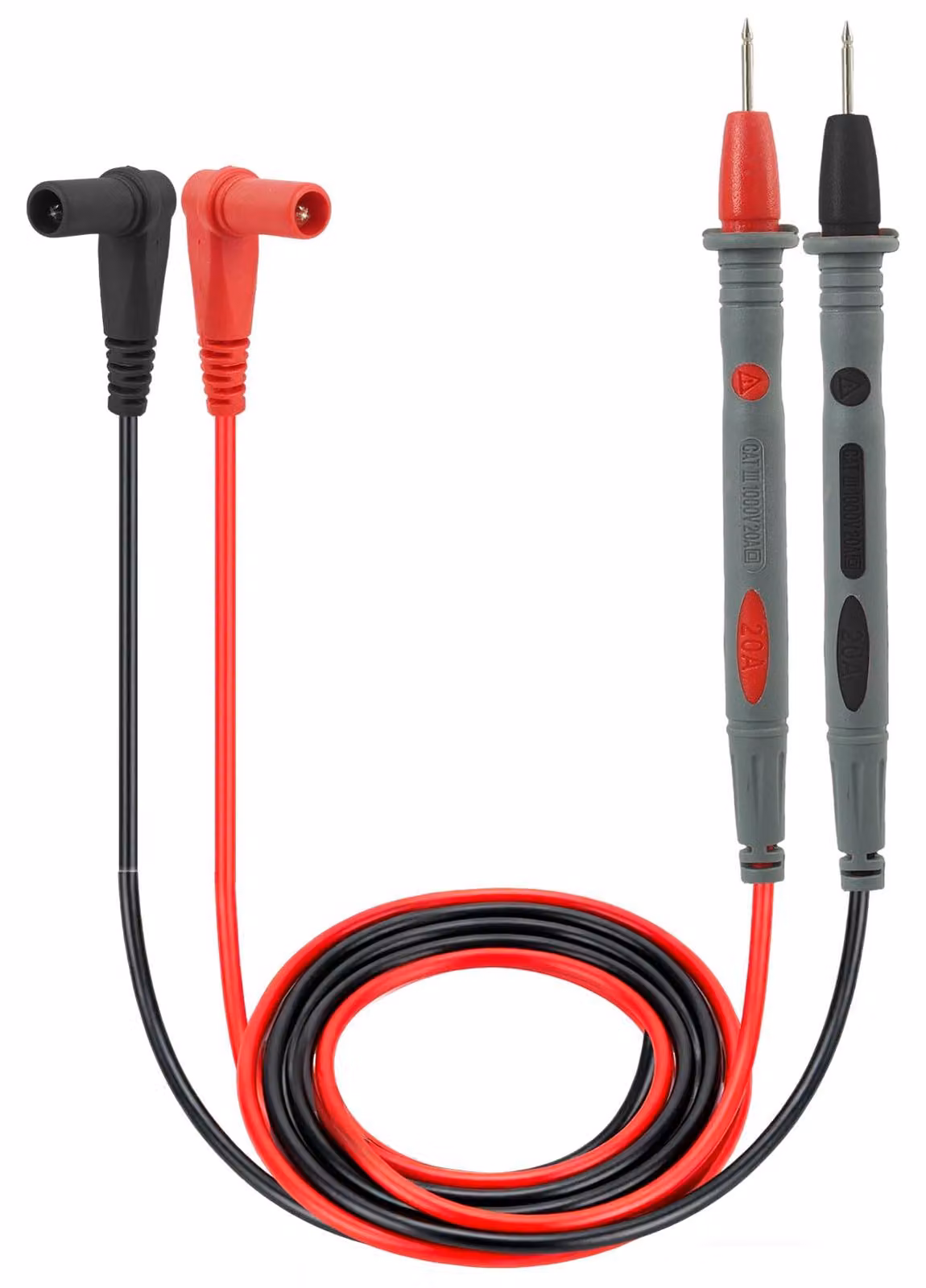 Cavi di misurazione in silicone, 2 pezzi, 0,9 m, punta dorata da 2 mm, 20 A, categoria III, 1000 V