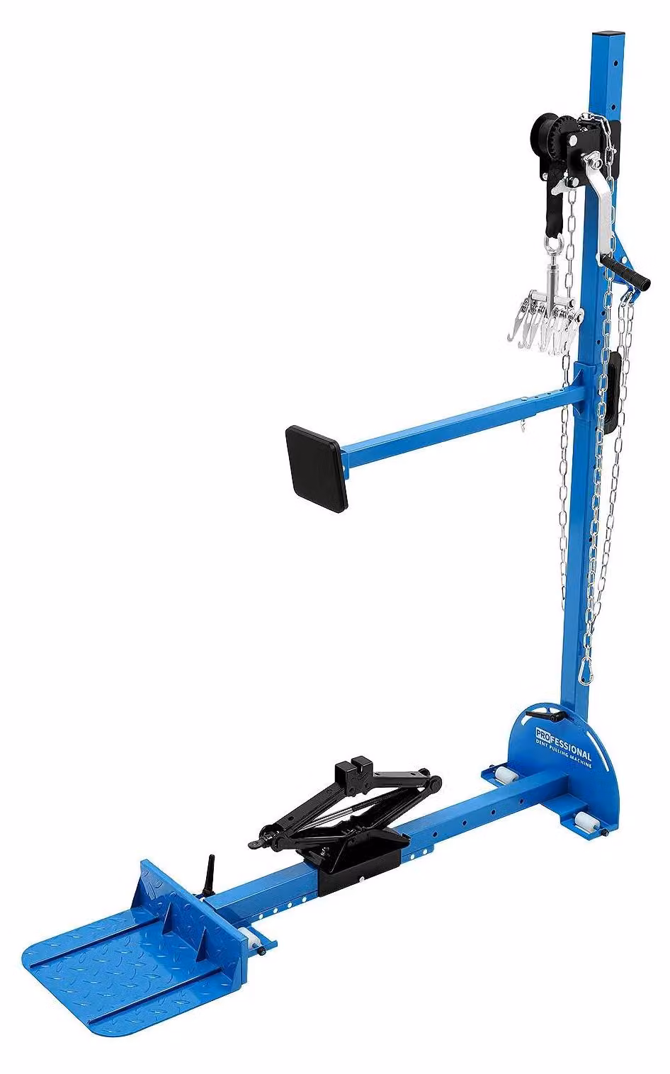 Strumento per carrozzeria - Estrattore per ammaccature - Forza di trazione: 800 kg - Angolo regolabile: 120° - Ideale per riparazioni professionali di lamiere - Dimensioni: 124–154×33×92 cm - Colore: blu
