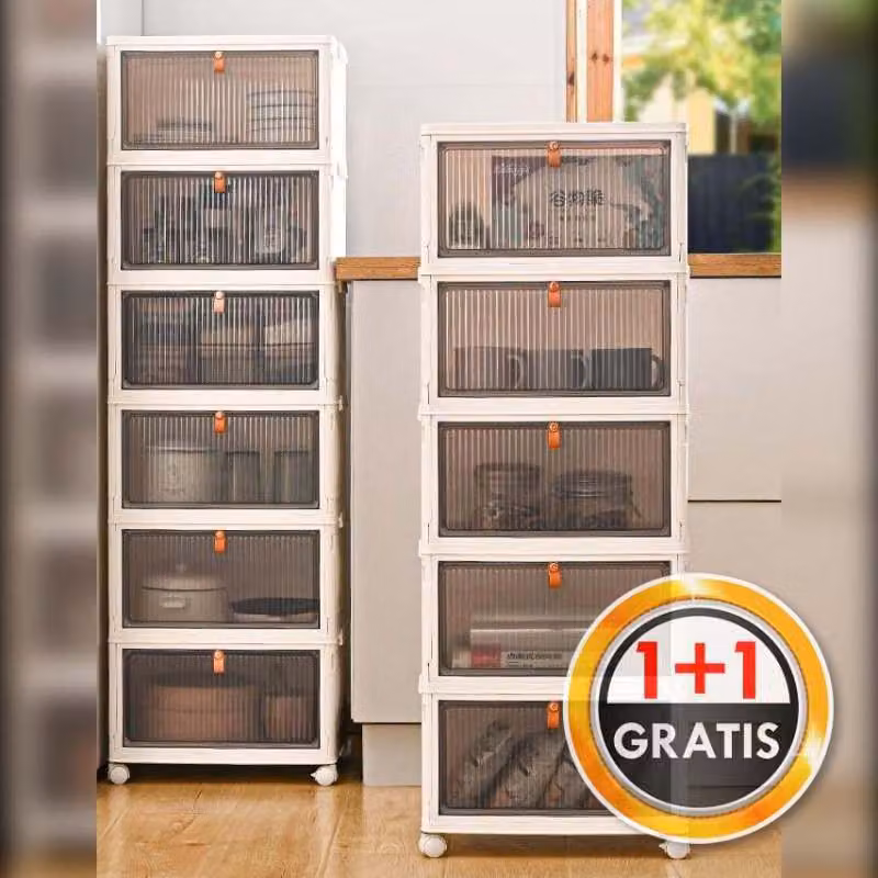 Contenitore con coperchio e ruote, offerta 1+1, organizer per oggetti, facile da spostare - O2RGABOX