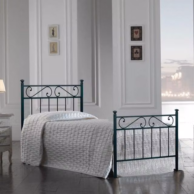 Letto in ferro singolo con pediera Nero TEVERE 92x208x h117 cm