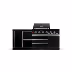 BLACKBACK S10 cucina da esterno, grill a gas con superficie di lavoro e spazio di archiviazione extra, acciaio inox, nero