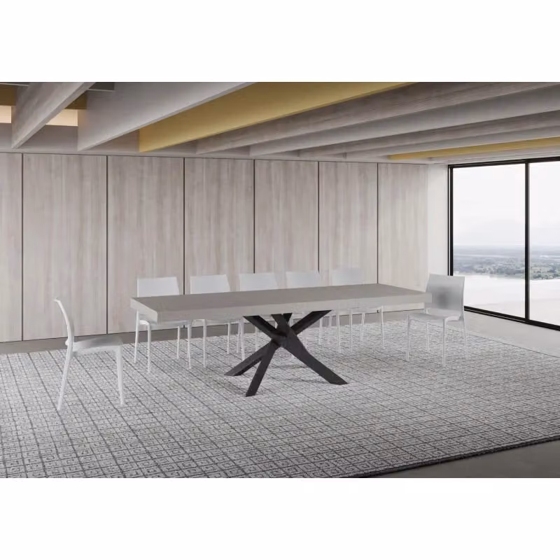 Tavolo allungabile moderno ITAMOBY Volantis Premium con telaio in metallo antracite e piano Cashmere L: 160-420 cm, P: 90 cm – 2