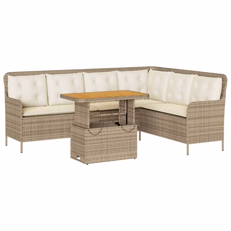 Set Divani da Giardino 2 pz con Cuscini Beige in Polyrattan