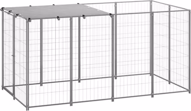 Canile gabbia recinto animali argentato 2,42 m² acciaio argento 02_0041727