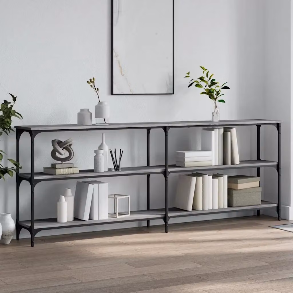 Tavolo Consolle d'Ingresso Design In in Legno e Metallo Grigio L: 200 cm, P: 29 cm, H: 75 cm – 2