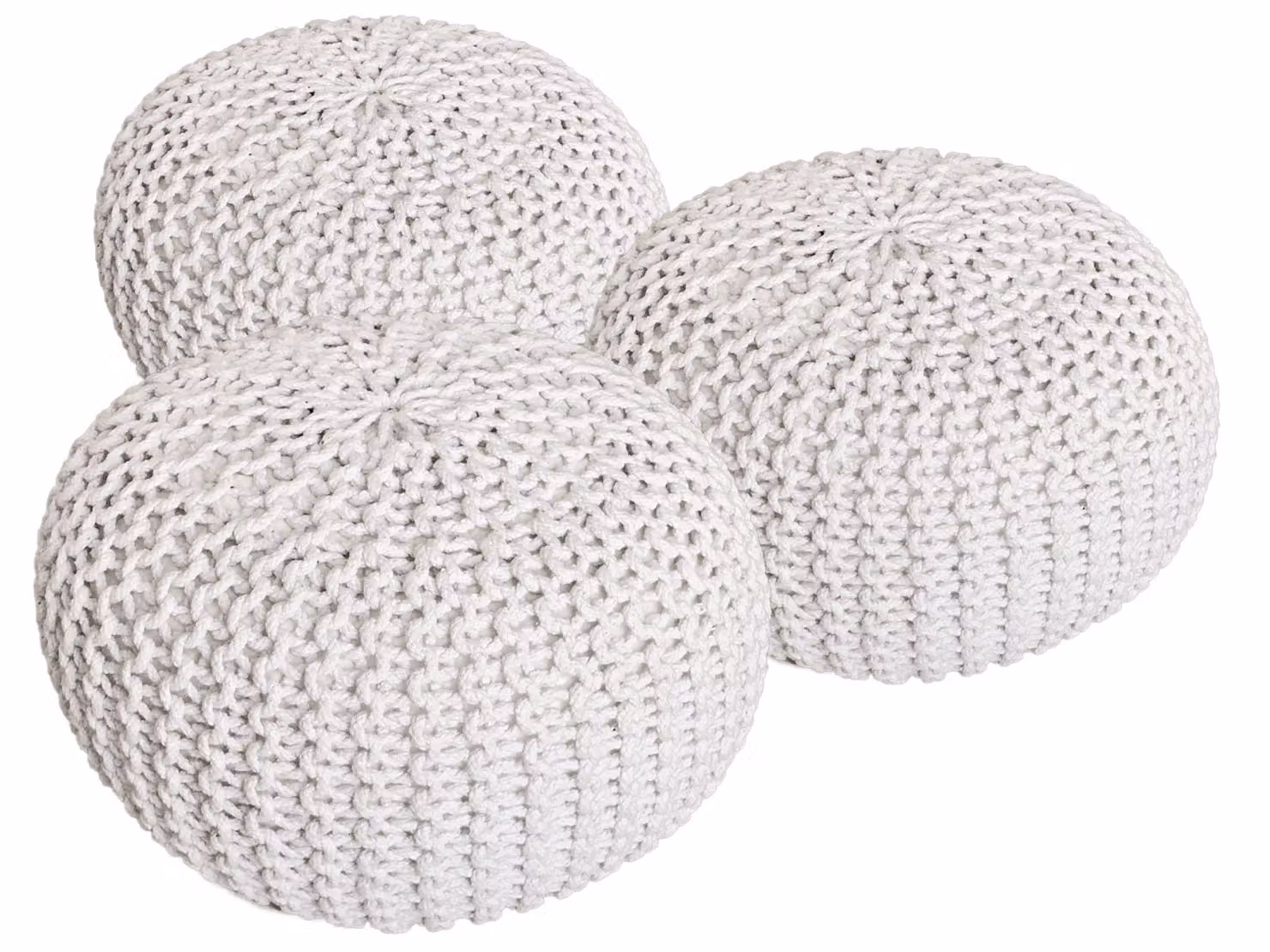 Sgabello in maglia set di 3 pouf seduta pouf seduta pouf bianco Ø 55cm