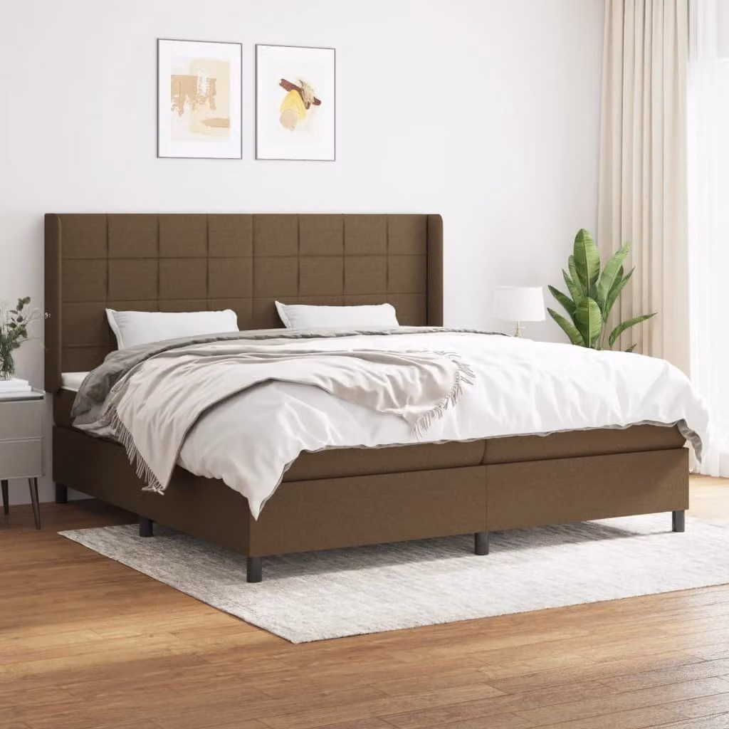 Maison Exclusive - Giroletto a Molle con Materasso Marrone Scuro 200x200cm Tessuto