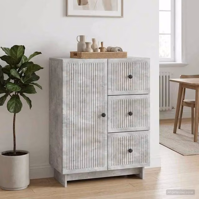 Credenza moderna vidaXL in legno MDF e metallo grigio L: 66 cm, P: 34,5 cm, H: 90 cm