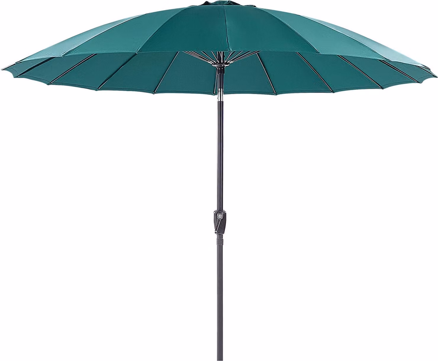BELIANI Ombrellone da giardino verde poliestere palo alluminio ⌀ 255 cm moderno ombrellone da esterno meccanismo a leva resistente ai raggi UV giardino terrazza