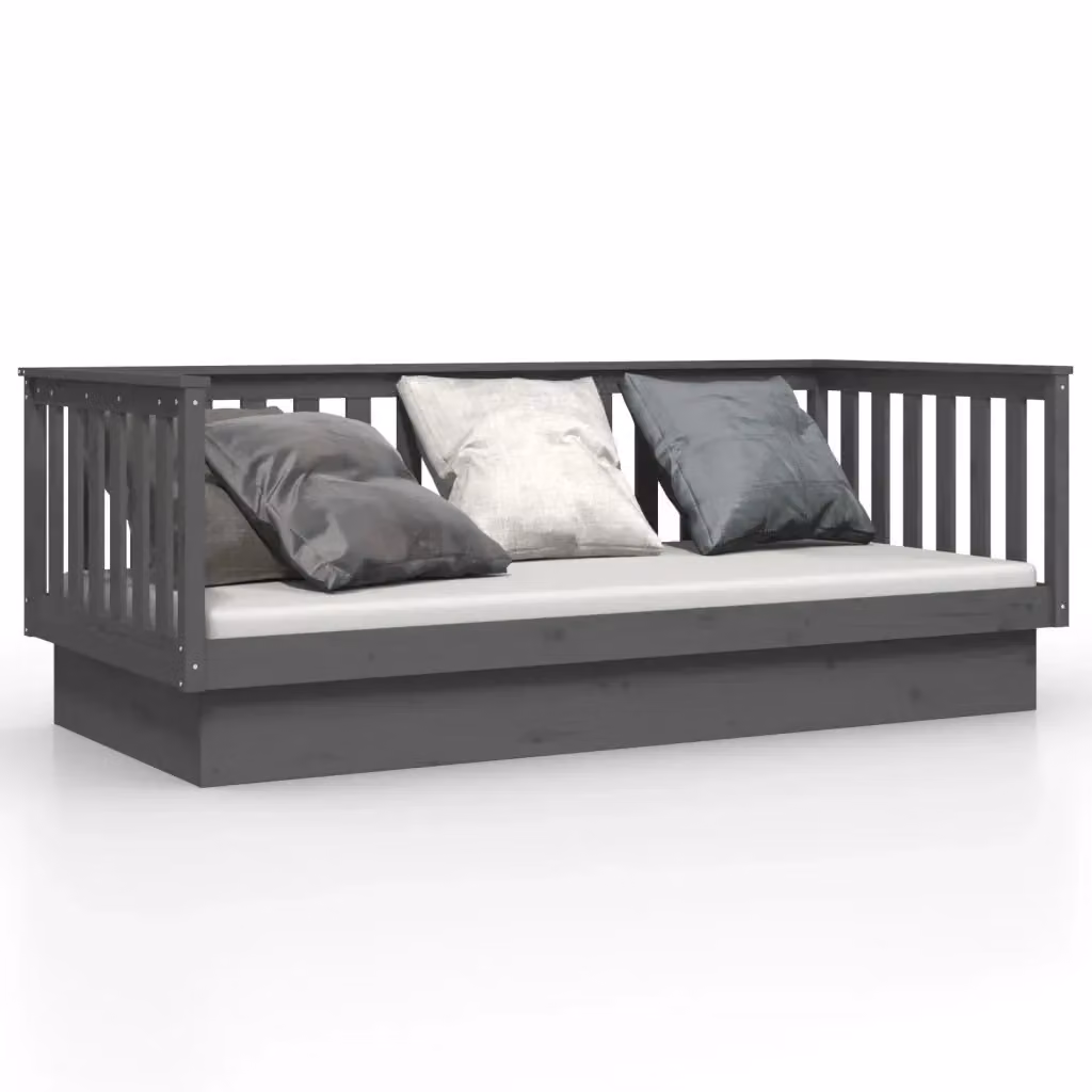 Dormeuse vidaXL in legno massello di pino e tessuto grigio L/P: 200 x 80 cm – 2