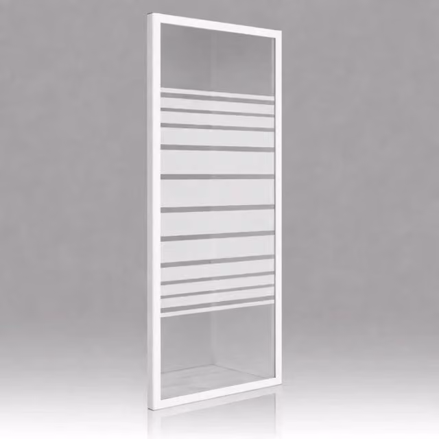Lato fisso per box doccia corner OGOMONDO in vetro temperato trasparente e serigrafato bianco, H: 185 cm, L: 87-89.5 cm – 1