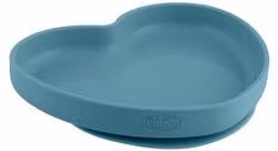 Piatto fondo bimbo Chicco in silicone con base ventosa a forma di cuore, Azzurro, L: 20 cm, P: 19,6 cm, H: 3,6 cm