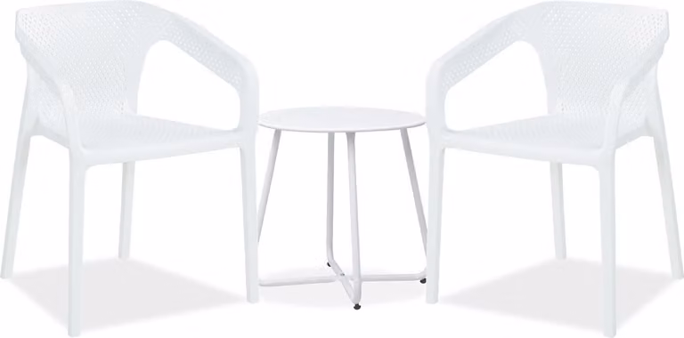 Homestyle4u set di mobili da giardino 3 pezzi mobili da balcone in plastica bianco tavolo e 2 sedie