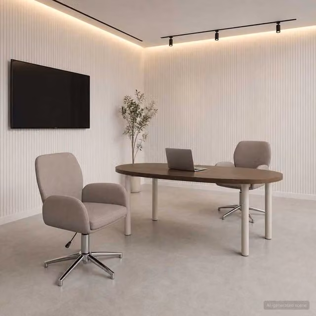 Set di 2 sedie da scrivania girevoli vidaXL in tessuto beige con braccioli e altezza regolabile L/P/H: 54 x 58 x 90 cm