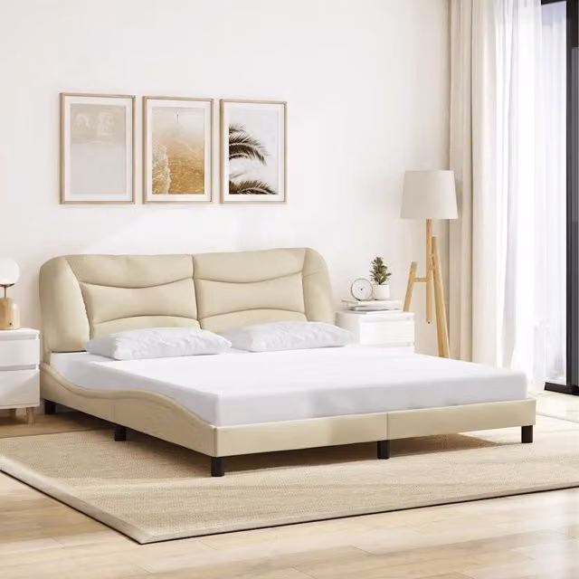 Giroletto senza materasso Hvar vidaXL in tessuto beige L 180 x P 200 cm