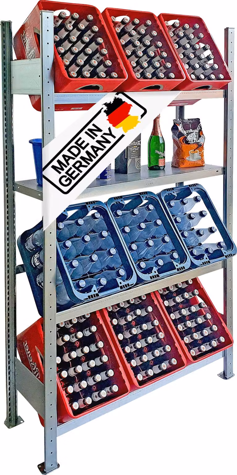 Lagerknecht ® Portacasse per bevande 9 casse Germany organizzazione professionale per casse Scaffale per casse di bevande con ripiano, portabottiglie, portacasse d'acqua, portacasse di birra