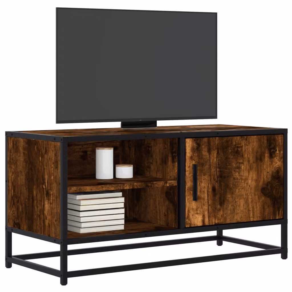 Mobile TV vidaXL in stile industriale in legno e metallo, colore marrone, L 80 cm x P 34,5 cm x H 40 cm