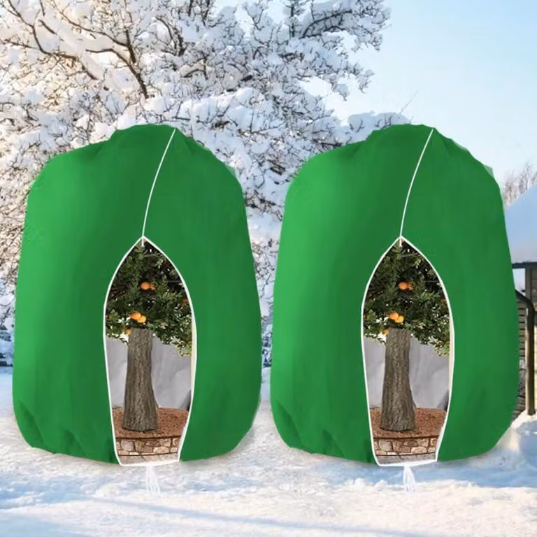 Copertura protettiva invernale per piante, con cerniera, 250 x 360 cm, colore verde, confezione da 2 pezzi