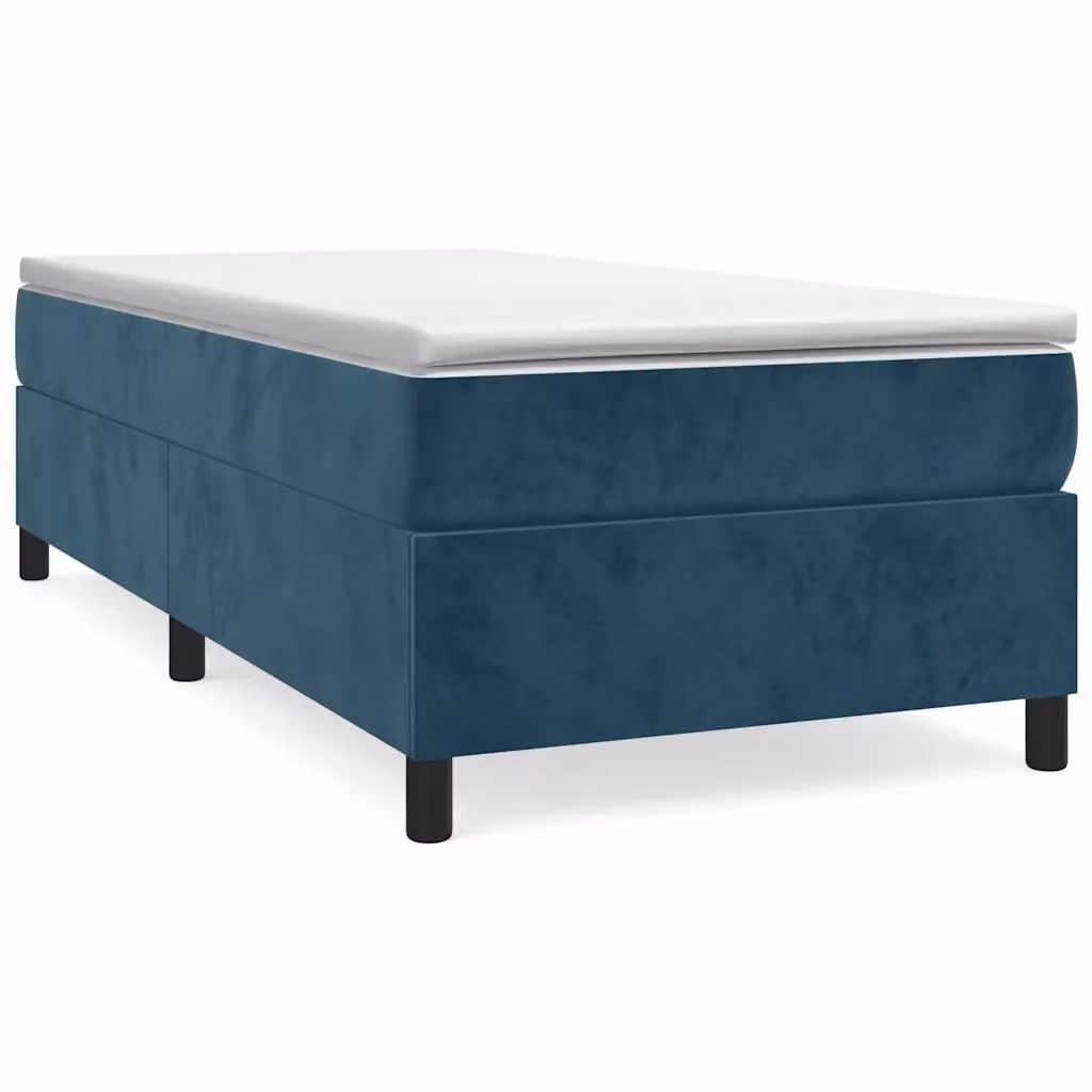 Letto Ibrido con Materasso e Struttura in Velluto Blu e Bianco vidaXL L/P/H: 90 x 200 x 35 cm – 2