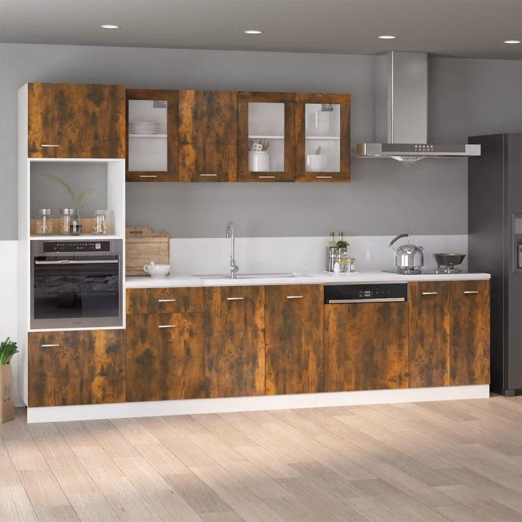 The Living Store mobile base rovere fumé 60x46x81,5 cm materiale legno