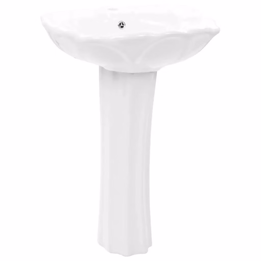 Lavandino a Colonna in Ceramica Bianca vidaXL L: 58 cm, P: 51 cm, H: 20 cm – 2