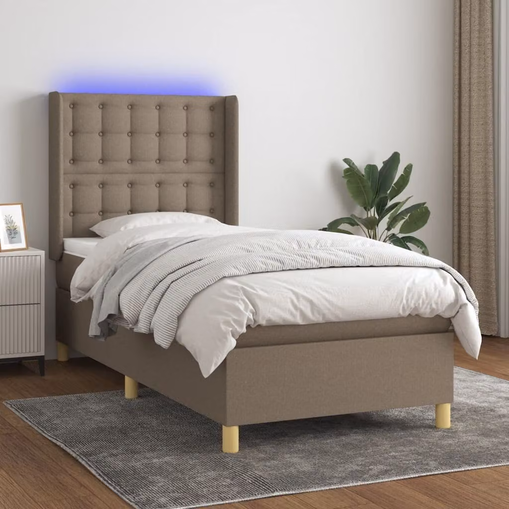 Maison Exclusive - Letto a Molle con Materasso e LED Tortora 90x200 cm in Tessuto