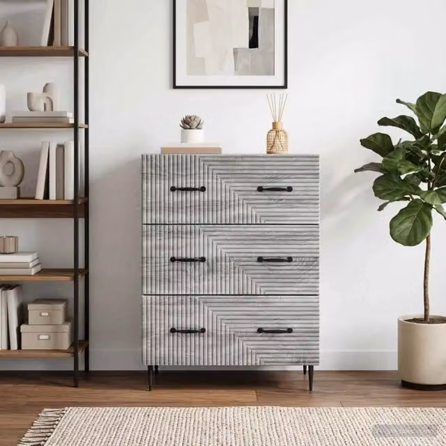 Mobile con Cassetti Sonoma grigio vidaXL L: 66 cm, P: 34,5 cm, H: 89,5 cm – 1