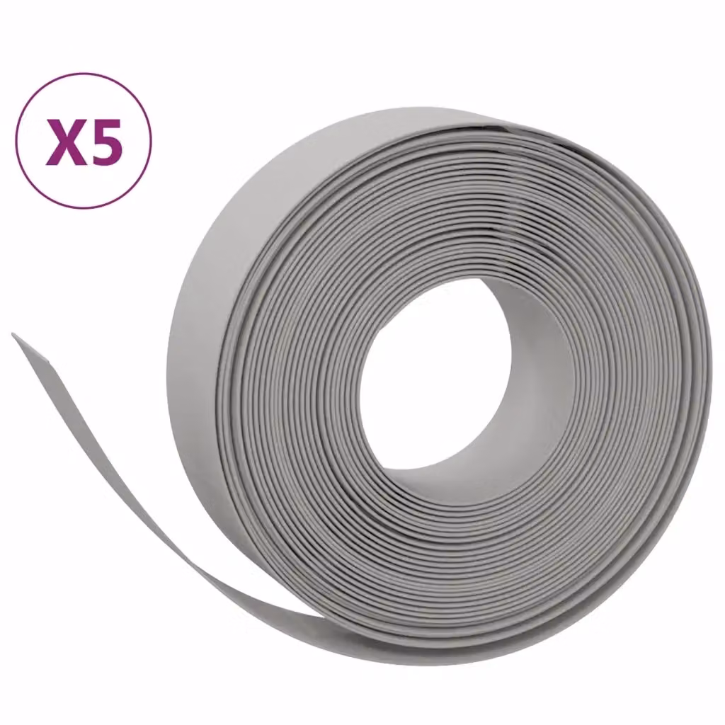 Set di 5 bordure da giardino Videx in polietilene grigio, lunghezza 10 m e altezza 15 cm – 2