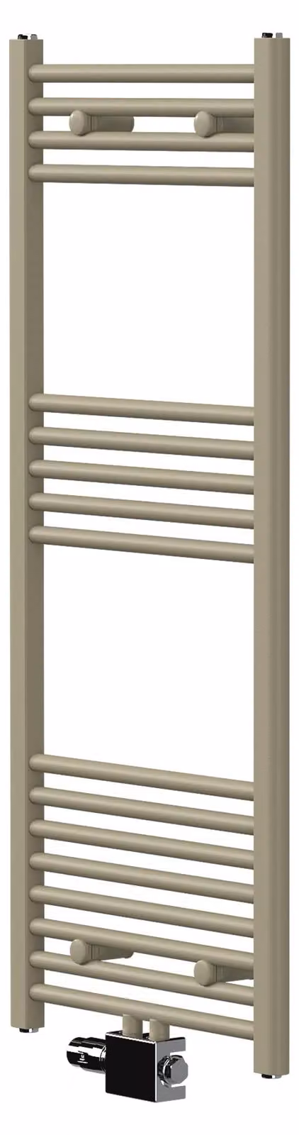 Asciugamani radiante LuxeBath, 500x1200 mm, con valvola universale, radiatore per bagno con attacco centrale, asciugamani radiante, porta asciugamani per bagno, color beige