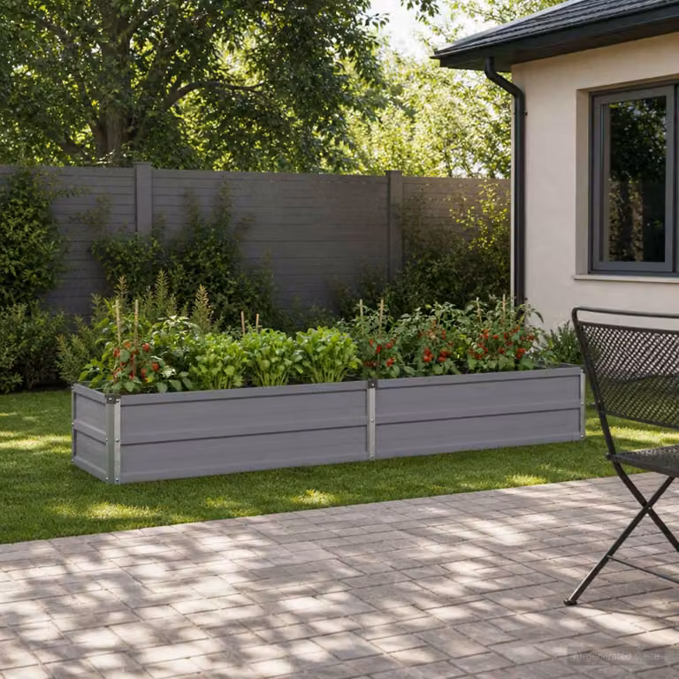 Letto rialzato da giardino vidaXL in metallo Grigio L: 160 cm, P: 40 cm, H: 24 cm