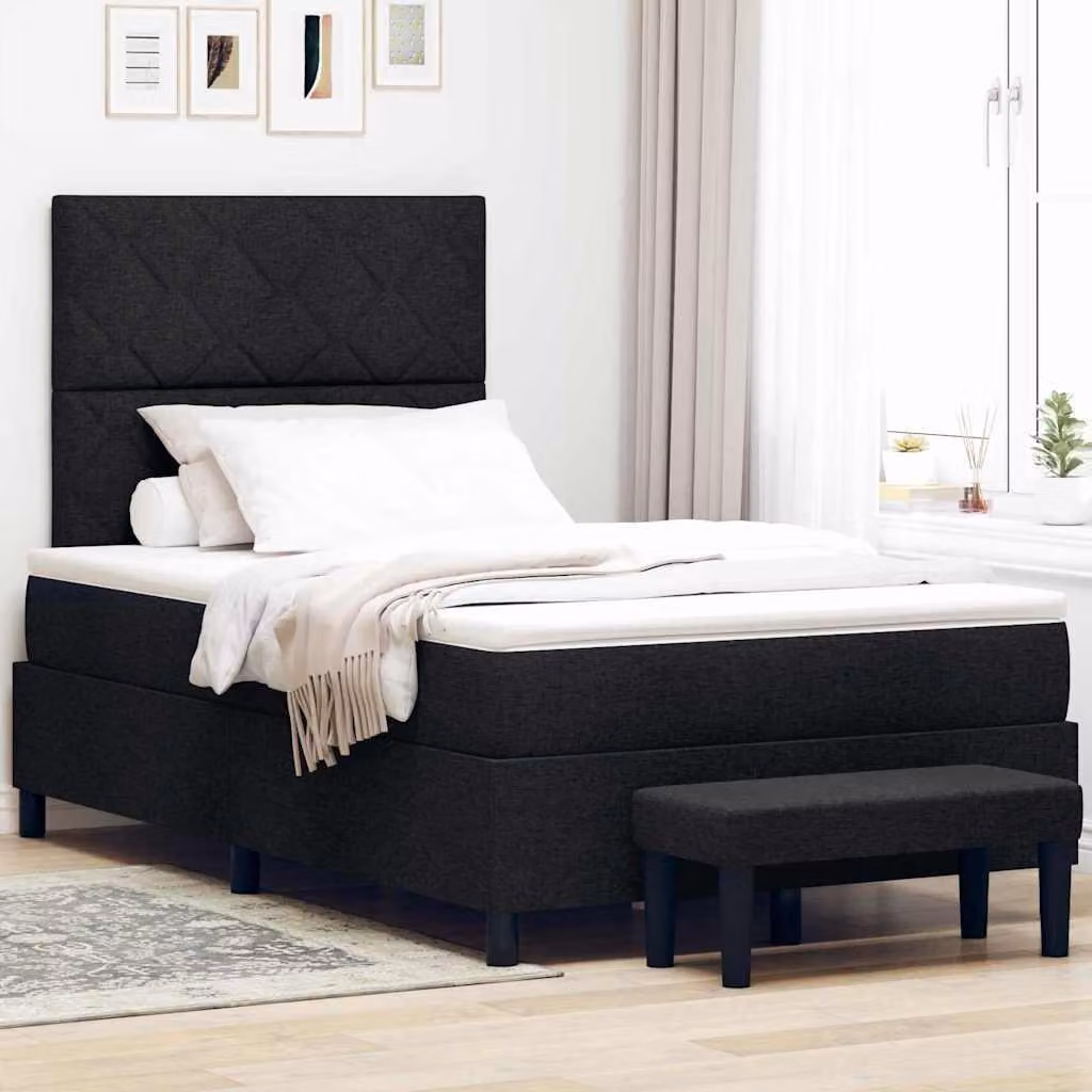 Maison Exclusive - Letto boxspring con testiera, nero, 120 x 200 cm, tessuto