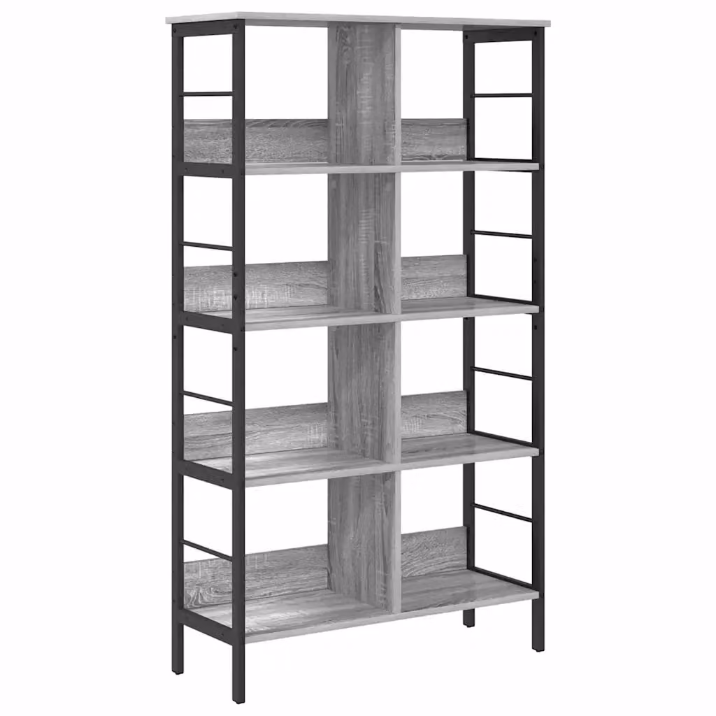 Libreria Scaffale Industrial in Legno e Metallo Grigio vidaXL L 82 cm x P 32 cm x H 144,5 cm – 2