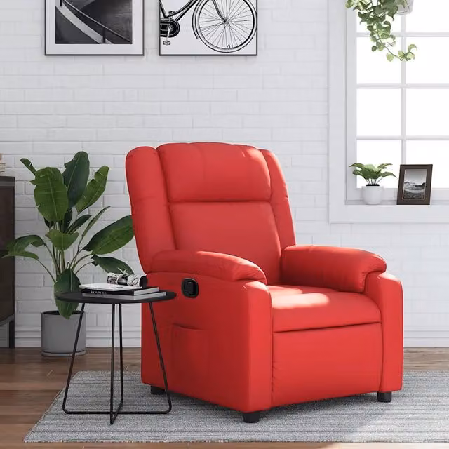 Poltrona reclinabile relax vidaXL in similpelle rossa con braccioli e struttura in legno e metallo