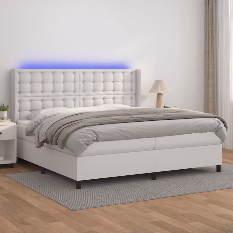 Maison Exclusive - Giroletto Molle con Materasso e LED Bianco 200x200cm Pelle finta