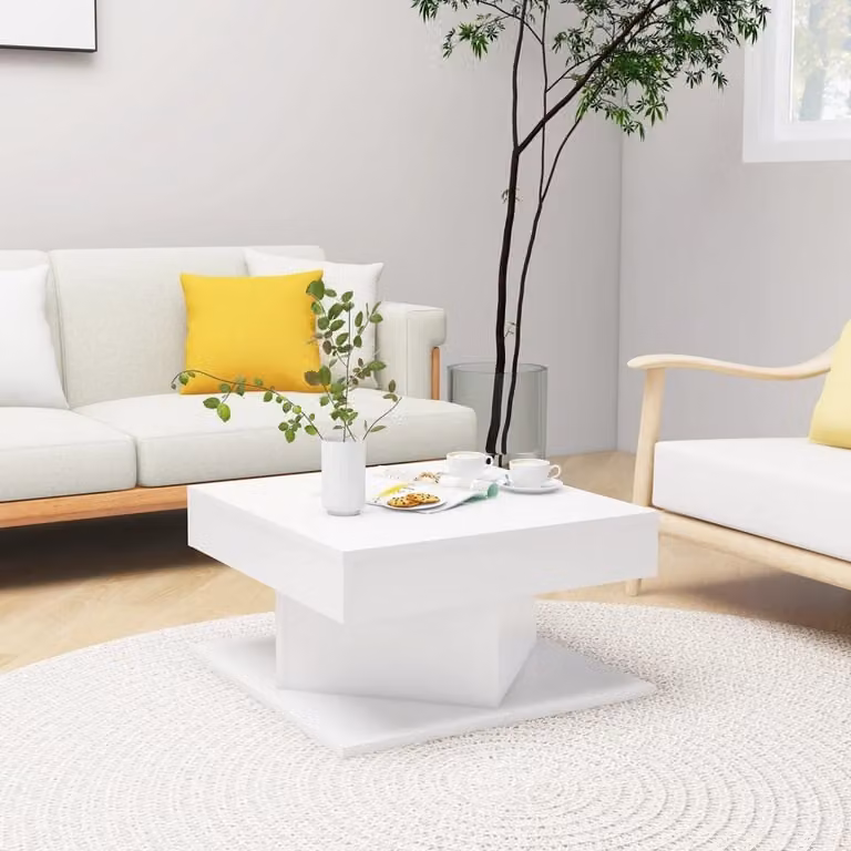 The Living Store Tavolino Bianco 57x57x30 cm Materiale a base di legno