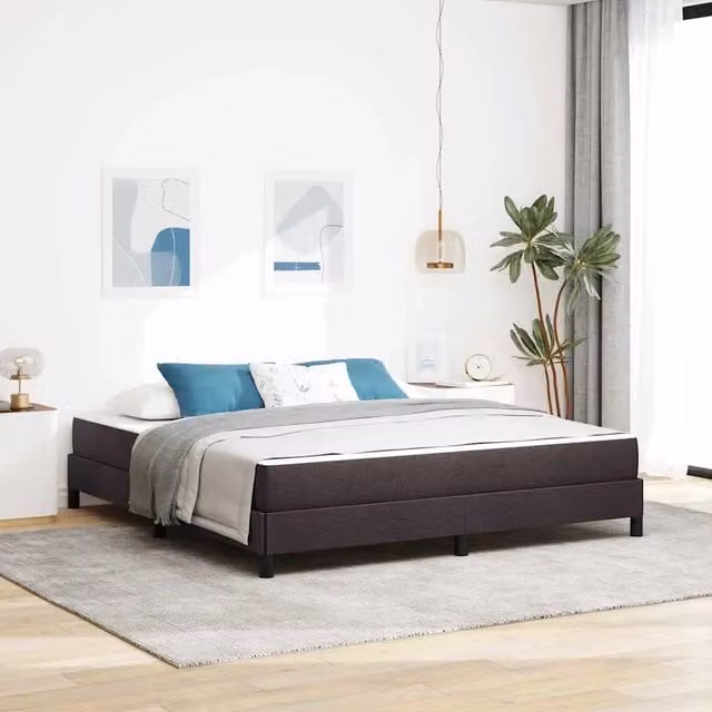 Letto a molle moderno vidaXL in tessuto marrone con struttura in legno e metallo L/P: 180 x 200 cm – 1