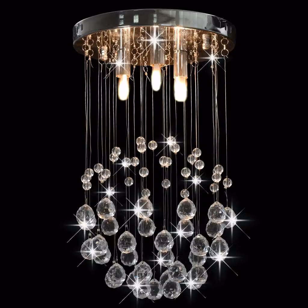 Lampadario Perle di Cristallo a Sfera Argento 3 Lampadine G9