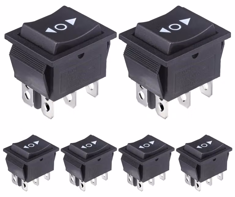 Interruttore a levetta, 6 poli, DPDT, 16A/250V, 20A/125V, colore nero, confezione da 6 pezzi.
