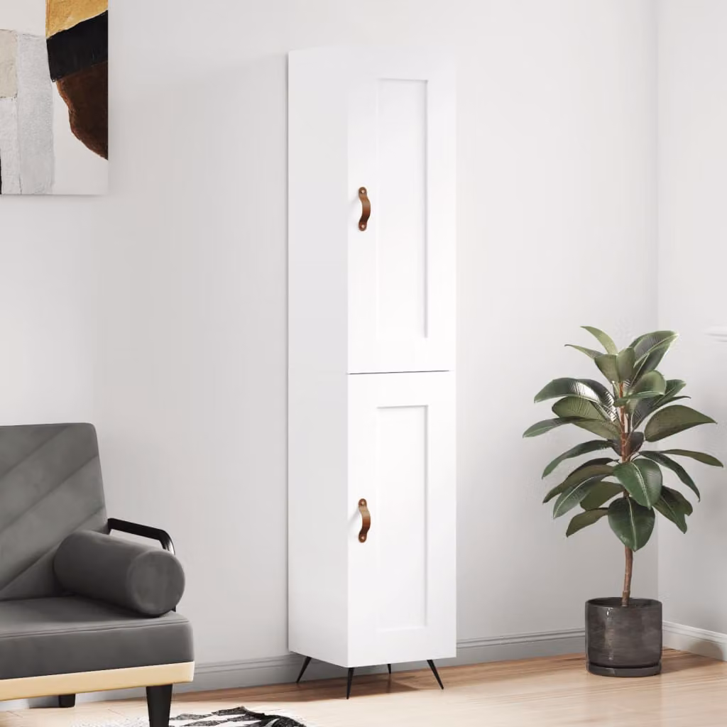 Credenza moderna vidaXL bianca con ante a battente in legno e metallo L/P/H: 180 x 34,5 x 34 cm