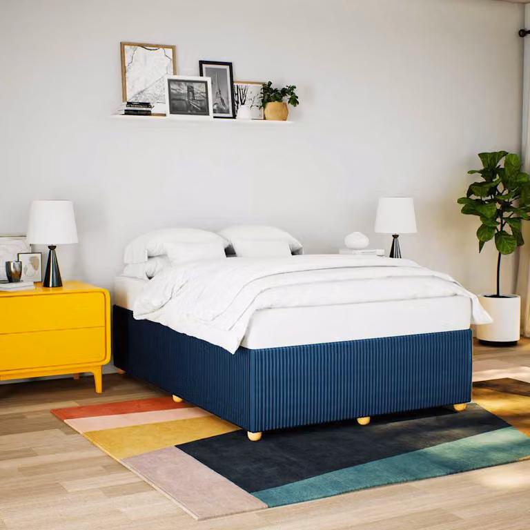 vidaXL Giroletto senza Materasso Blu in Tessuto L: 160 cm, P: 200 cm
