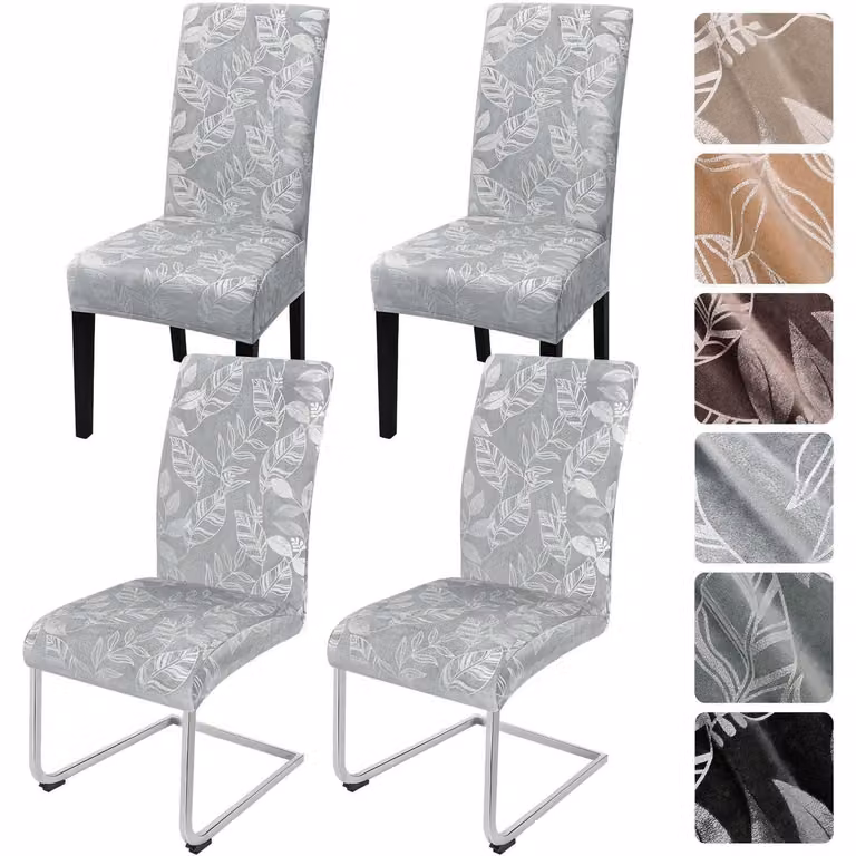 Copri sedili in velluto, set da 4, color grigio chiaro, per poltrone a dondolo e poltrone girevoli