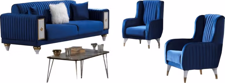 Wohnzimmer Set Dreisatzsofa 3-Sitzer Sofa Polster Möbel 2x Sessel Couch 3tlg