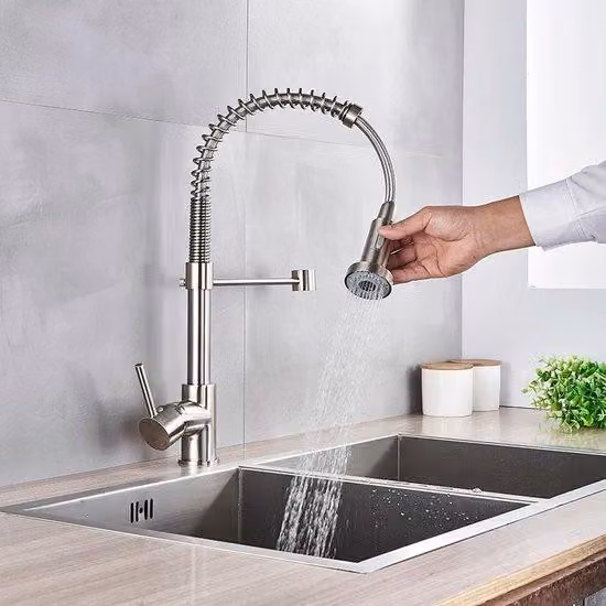 Rubinetto da cucina flessibile, finitura cromo opaco, con doccetta estraibile